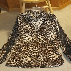 Leopard print button down blouse